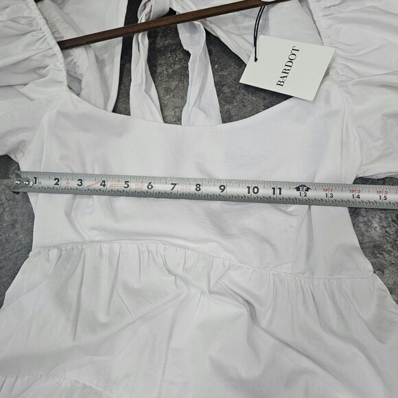 Bardot White Maxi Tear Layered Puff Short Sleeve Dress Size M - Picture 7 of 7